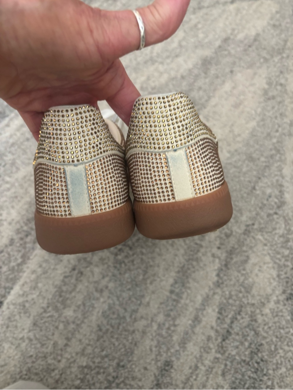 Back 70 Crystal-Studded Metallic Lace-Up Sneakers - Women's Gold and silver - Picture 3 of 7